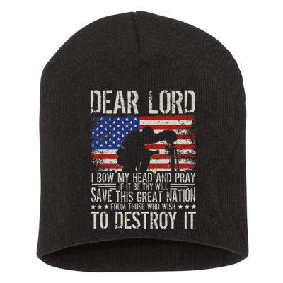 Dear Lord Save This Great Nation Jesus & Trump Maga Short Acrylic Beanie