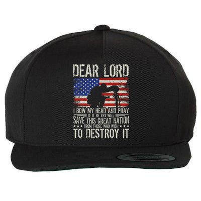 Dear Lord Save This Great Nation Jesus & Trump Maga Wool Snapback Cap