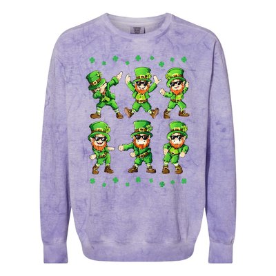 Dancing Leprechauns St Patrick's Day Dabbing Colorblast Crewneck Sweatshirt