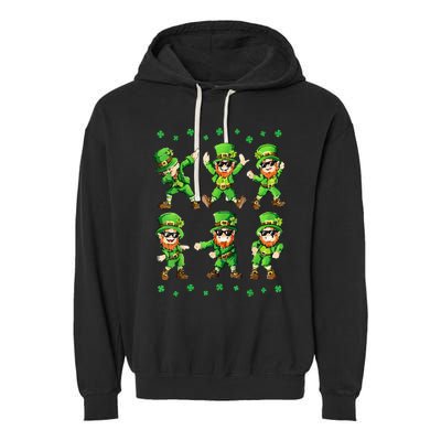 Dancing Leprechauns St Patrick's Day Dabbing Garment-Dyed Fleece Hoodie