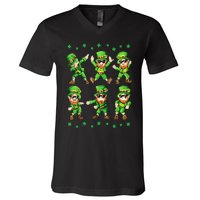 Dancing Leprechauns St Patrick's Day Dabbing V-Neck T-Shirt