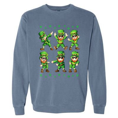 Dancing Leprechauns St Patrick's Day Dabbing Garment-Dyed Sweatshirt