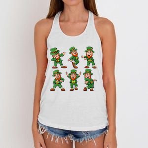 Dancing Leprechauns St Patricks Day Funny Boy Girl Women's Knotted Racerback Tank