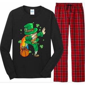 Dabbing Leprechaun St Patricks Day Basketball Cool Gift Long Sleeve Pajama Set