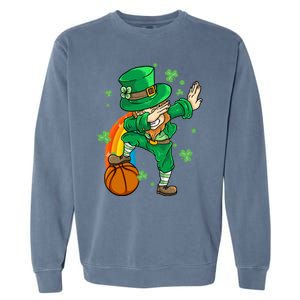 Dabbing Leprechaun St Patricks Day Basketball Cool Gift Garment-Dyed Sweatshirt