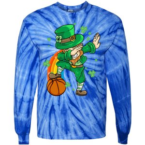 Dabbing Leprechaun St Patricks Day Basketball Cool Gift Tie-Dye Long Sleeve Shirt