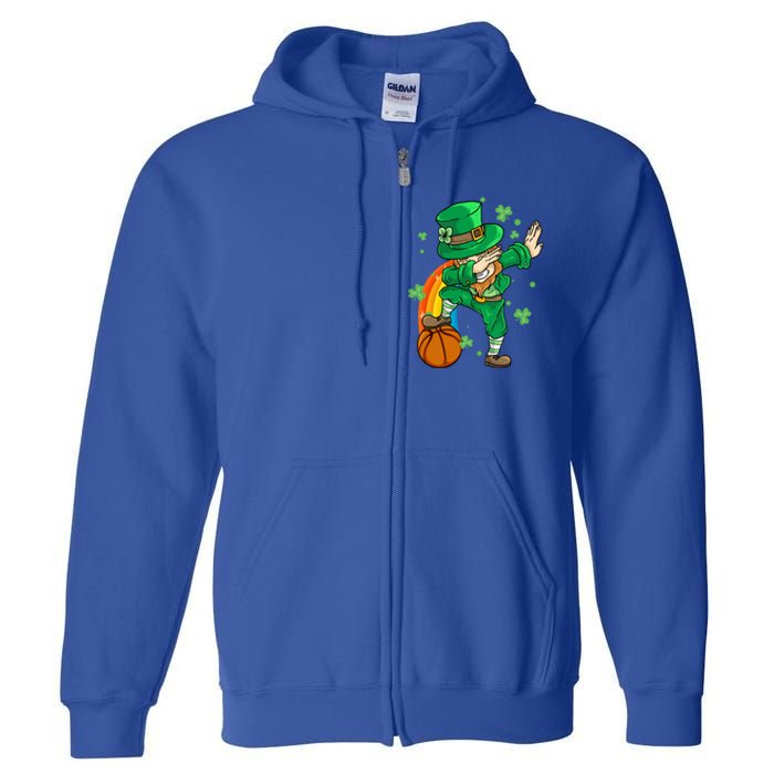 Dabbing Leprechaun St Patricks Day Basketball Cool Gift Full Zip Hoodie