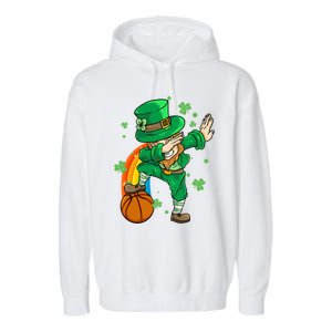 Dabbing Leprechaun St Patricks Day Basketball Cool Gift Garment-Dyed Fleece Hoodie