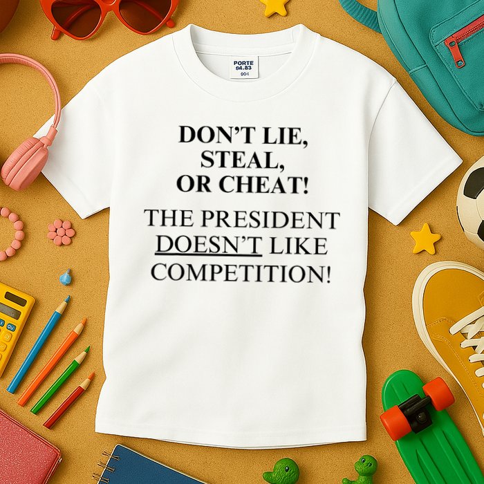 Don’T Lie Steal Or Cheat The President Doesn’T Like Competit Kids T-Shirt