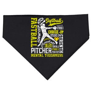 Distressed Look Softball Pitcher Best Traits For Teen Gift USA-Made Doggie Bandana