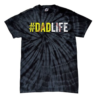 Dad Life Softball Daddy Baseball Sports Lover Fathers Day Tie-Dye T-Shirt