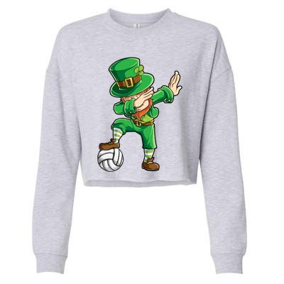 Dabbing Leprechaun St Patricks Day Volleyball Dab Gift Cropped Pullover Crew