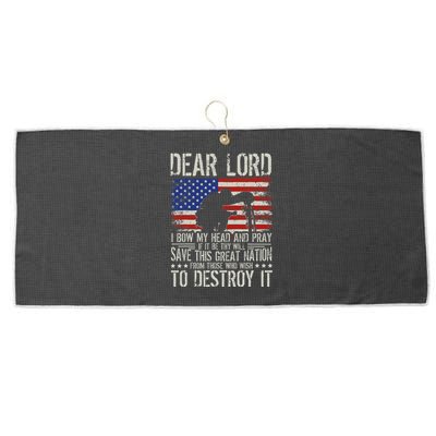 Dear Lord Save This Great Nation Jesus & Trump Maga Gift Large Microfiber Waffle Golf Towel