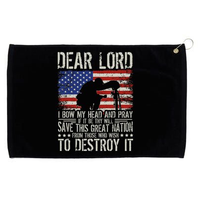 Dear Lord Save This Great Nation Jesus & Trump Maga Gift Grommeted Golf Towel