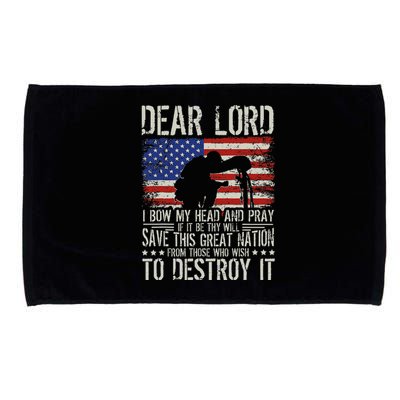 Dear Lord Save This Great Nation Jesus & Trump Maga Gift Microfiber Hand Towel