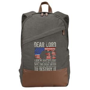 Dear Lord Save This Great Nation Jesus & Trump Maga Gift Cotton Canvas Backpack