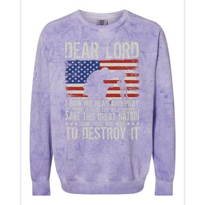 Dear Lord Save This Great Nation Jesus And Trump Maga Gift Colorblast Crewneck Sweatshirt