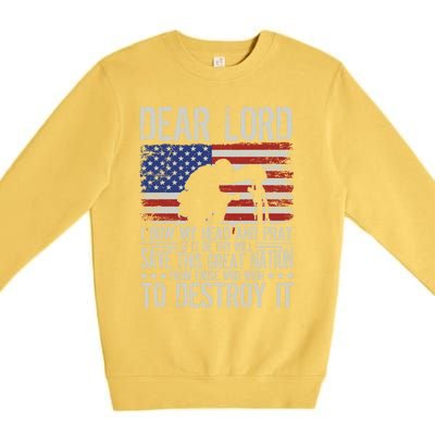 Dear Lord Save This Great Nation Jesus And Trump Maga Gift Premium Crewneck Sweatshirt