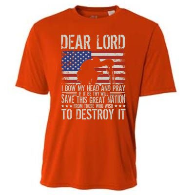 Dear Lord Save This Great Nation Jesus And Trump Maga Gift Cooling Performance Crew T-Shirt