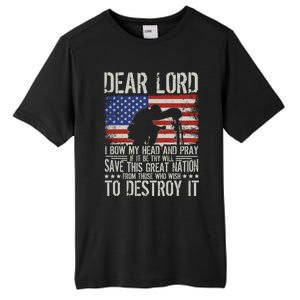 Dear Lord Save This Great Nation Jesus And Trump Maga Gift Tall Fusion ChromaSoft Performance T-Shirt