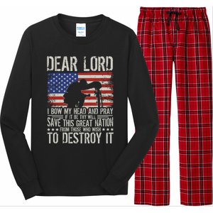 Dear Lord Save This Great Nation Jesus And Trump Maga Gift Long Sleeve Pajama Set