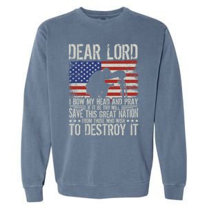 Dear Lord Save This Great Nation Jesus And Trump Maga Gift Garment-Dyed Sweatshirt