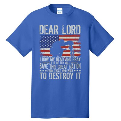 Dear Lord Save This Great Nation Jesus And Trump Maga Gift Tall T-Shirt