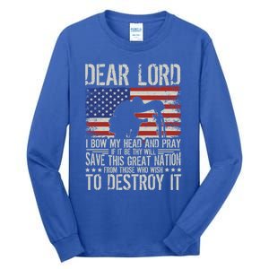 Dear Lord Save This Great Nation Jesus And Trump Maga Gift Tall Long Sleeve T-Shirt