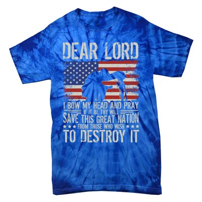 Dear Lord Save This Great Nation Jesus And Trump Maga Gift Tie-Dye T-Shirt