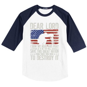 Dear Lord Save This Great Nation Jesus And Trump Maga Gift Baseball Sleeve Shirt