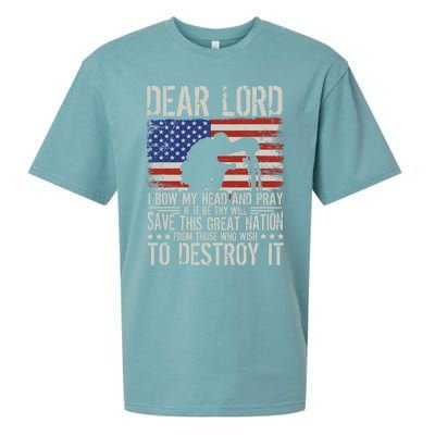 Dear Lord Save This Great Nation Jesus And Trump Maga Gift Sueded Cloud Jersey T-Shirt