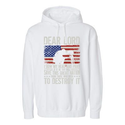 Dear Lord Save This Great Nation Jesus And Trump Maga Gift Garment-Dyed Fleece Hoodie