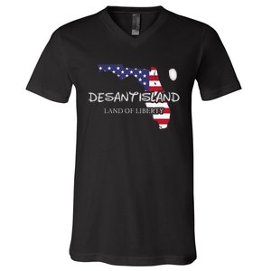 DeSantisLand Land State Of Liberty Florida Map Patriotic V-Neck T-Shirt