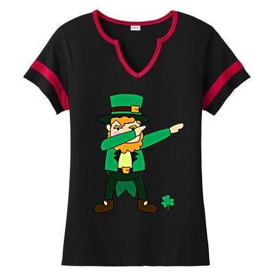 Dabbing Leprechaun St Patricks Day Dab Dance Gift Ladies Halftime Notch Neck Tee