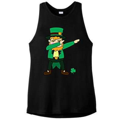 Dabbing Leprechaun St Patricks Day Dab Dance Gift Ladies PosiCharge Tri-Blend Wicking Tank