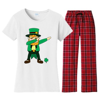 Dabbing Leprechaun St Patricks Day Dab Dance Gift Women's Flannel Pajama Set