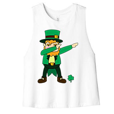 Dabbing Leprechaun St Patricks Day Dab Dance Gift Women's Racerback Cropped Tank