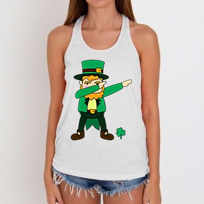 Dabbing Leprechaun St Patricks Day Dab Dance Gift Women's Knotted Racerback Tank