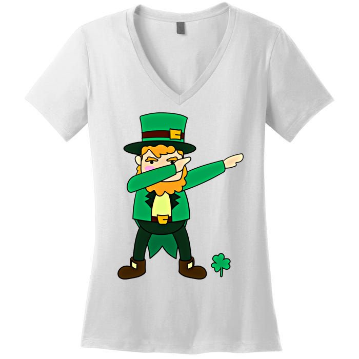 Dabbing Leprechaun St Patricks Day Dab Dance Gift Women's V-Neck T-Shirt