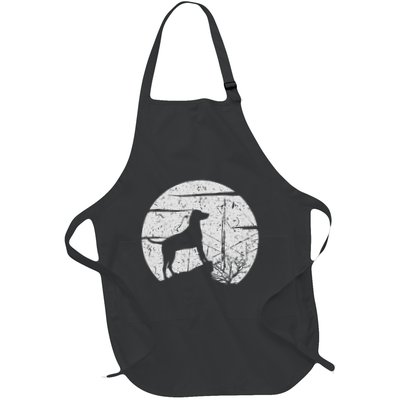 Dog Lover Silhouette Standing Under Full Moon Design .Png Full-Length Apron With Pockets