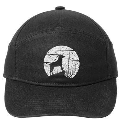 Dog Lover Silhouette Standing Under Full Moon Design .Png 7-Panel Snapback Hat