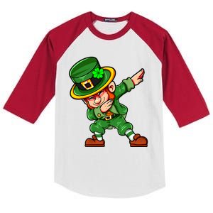 Dabbing Leprechaun St Patricks Day Irish Saint Patricks Day Boys Kids Men Dab Kids Colorblock Raglan Jersey