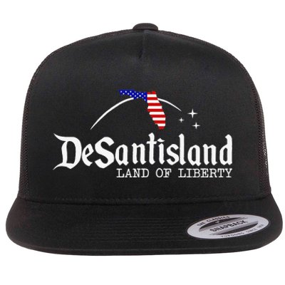 DeSantisLand Land State of Liberty Florida Map Patriotic Flat Bill Trucker Hat