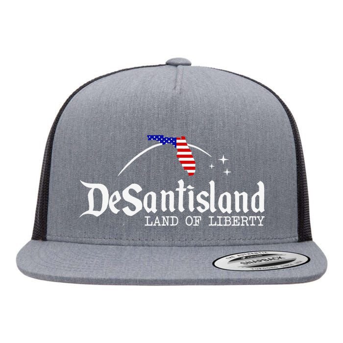 DeSantisLand Land State of Liberty Florida Map Patriotic Flat Bill Trucker Hat