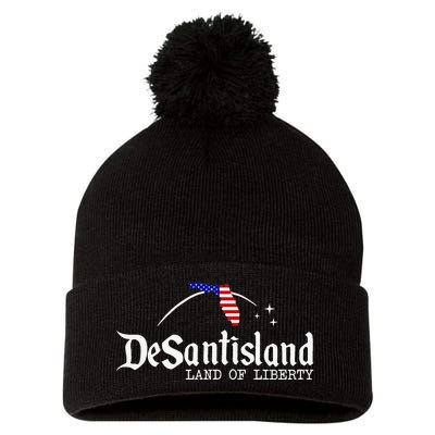 DeSantisLand Land State of Liberty Florida Map Patriotic Pom Pom 12in Knit Beanie