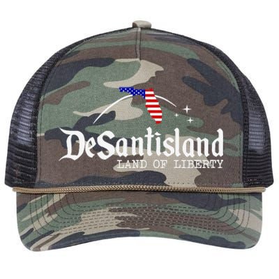 DeSantisLand Land State of Liberty Florida Map Patriotic Retro Rope Trucker Hat Cap