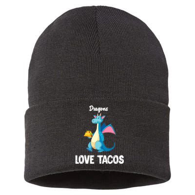 Dragons Love Tacos Funny Tacos Lover Gifts Sustainable Knit Beanie