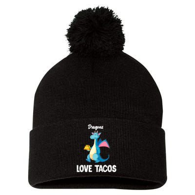 Dragons Love Tacos Funny Tacos Lover Gifts Pom Pom 12in Knit Beanie