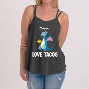 Dragons Love Tacos Funny Tacos Lover Gifts Women's Strappy Tank