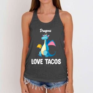 Dragons Love Tacos Funny Tacos Lover Gifts Women's Knotted Racerback Tank